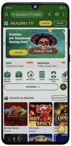 Tela principal do Brazino777 app